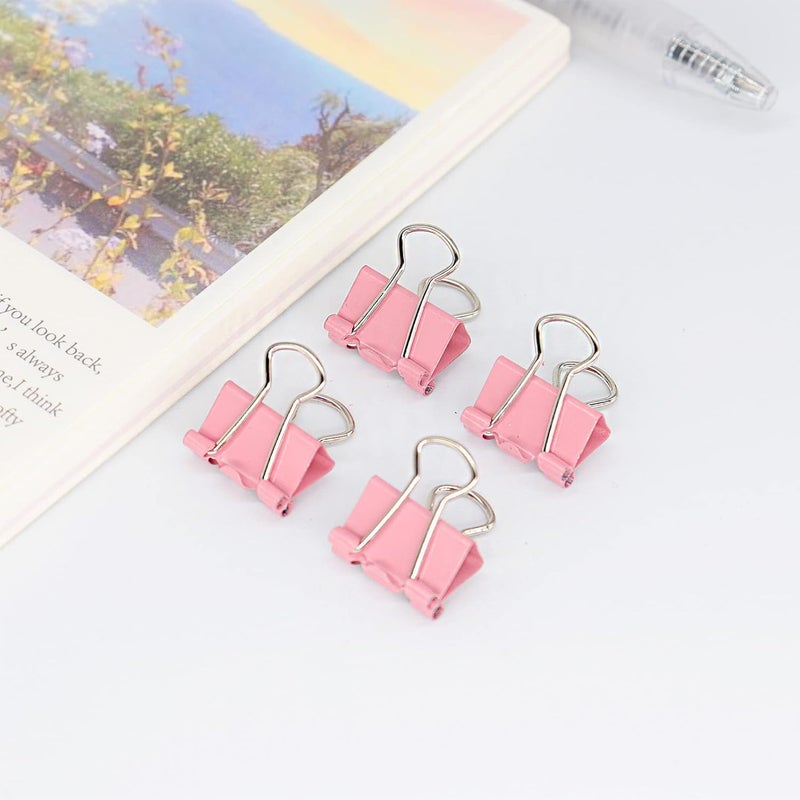 YCVIORING Pink Binder Clips, Mini Paper Clip, Small Paper Clamps 15mm (5/8 inch), 100 Pack Micro Size Office Clips for Home School and Business (Pink) - Image 3